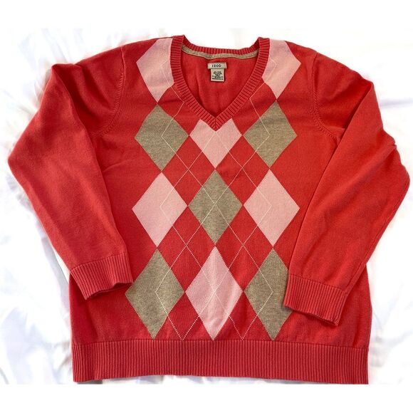 Izod Crewneck Sweater | Salmon Argyle - Picture 5 of 12